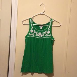 Green and white tank top